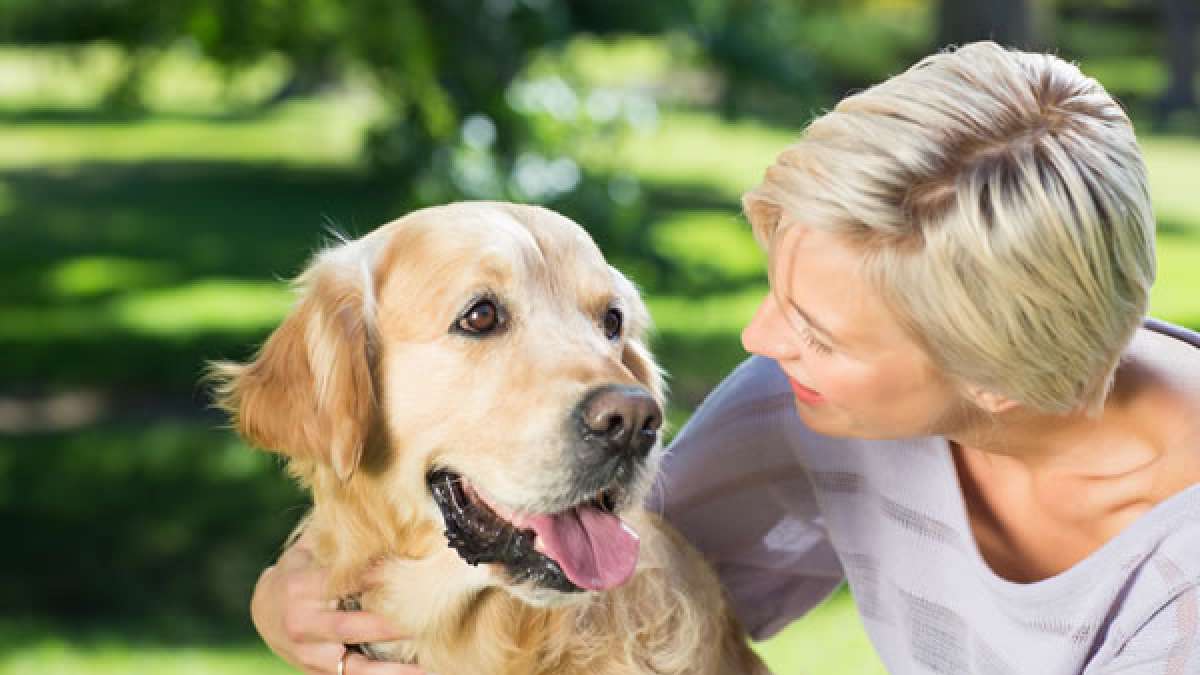 En kvinne og en hund